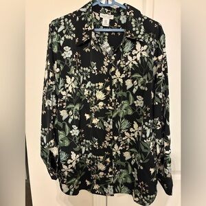 Rachel Zoe Black and Green Floral Top